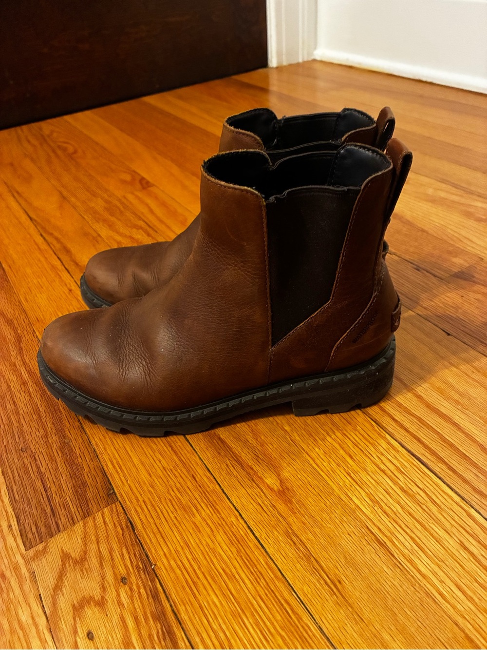 Sorel Lennox Chelsea Boots Velvet Tan Brown Leather Size 8 - Picture 5 of 8